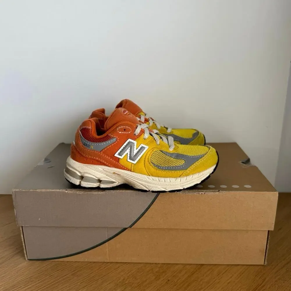 New Balance 2002 R Yellow/Orange Kids Sneakers - SZ 12 C